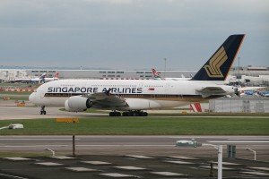 Singapore A380 9V-SKA seen from London Heathrow Holiday Inn Ariel hotel