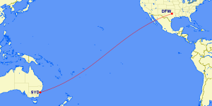 SYD-DFW route map