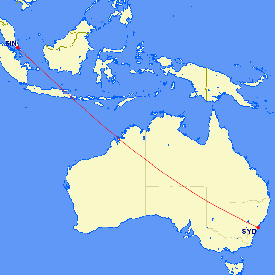 SIN-SYD route map