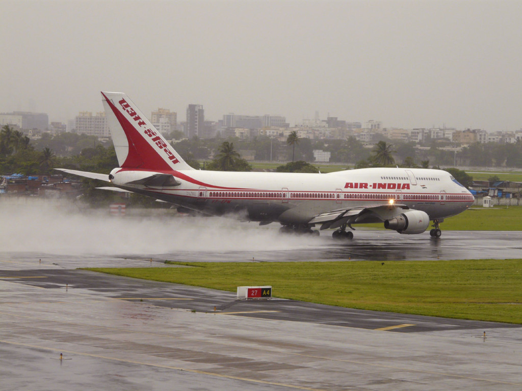 Air India 747 rain