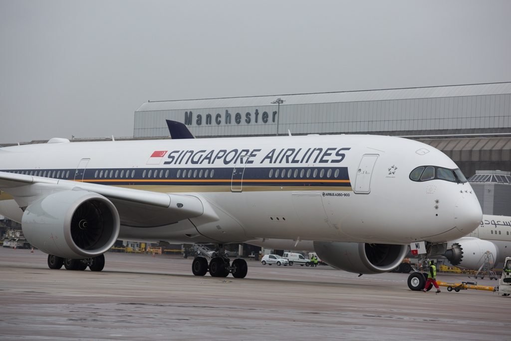 Singapore Airlines A350 makes its inaugural trip to Manchester Airport low res