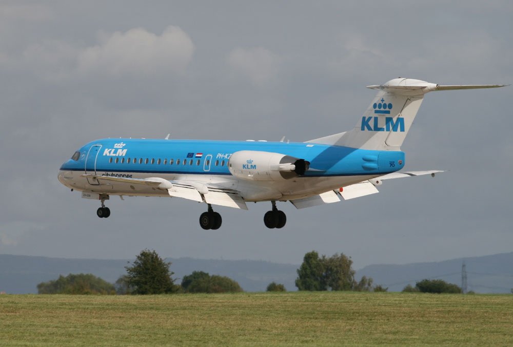KLM Fokker 70 at Durham Tees Valley